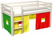 Látkový záves - domček do vyvýšenej postele BERTÍK - farebný (multicolor)
