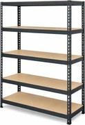 Regál 183x75x40 cm lakovaný 5-policový, nosnosť 100 kg, RIVET - čierny