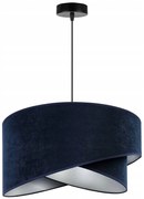 Závesné svietidlo Mediolan, 1x tmavomodré/chrómové textilné tienidlo