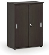 Kancelárska skriňa so zasúvacími dverami PRIMO WOOD, 800 x 420 x 1087 mm, wenge