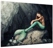 Obraz - Morská panna na skale (70x50 cm)