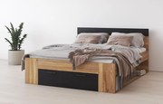 Manželská posteľ 160 cm Benson MW91 (dub mauvella + čierna). Akcia -21%. Vlastná spoľahlivá doprava až k Vám domov. 1118205