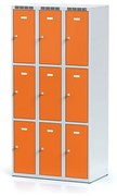 Alfa 3 Šatníková skrinka s úložnými boxami, 9 boxov, 1800 x 900 x 500 mm, otočný zámok, oranžové dvere
