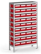 Regál s plastovými boxmi ShelfBox, 1600 x 800 x 400 mm, 36x box E