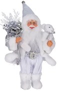 Santa Claus v striebornom oblečení s LED 30 cm