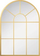 HOMCOM Závesné zrkadlo 70 x 50 cm s oknom a kovovým rámom pre spálňu a obývačku, Zlaté | Aosom