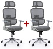 Kancelárska stolička WILMOT 1+1 ZADARMO, sivý rám, sivá