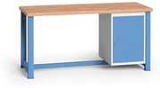 Dielenský stôl KOVONA, 1 závesná skrinka na náradie, buková škárovka, pevné nohy, 1700 mm