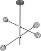 Luster na tyči PAKSOS 4xG9/5W/230V šedá