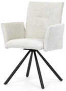 Židle jídelní, krémová látka, černý kov, otočný mechanismus 90°/90° (L/P) - funkce reset