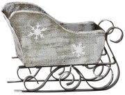 Zinkové antik kovové zdobené sane s vločkami Christmas - 10*5*12 cm