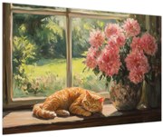 Obraz - Mačka na okne (90x60 cm)