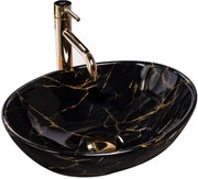 Rea Sofia Marble, umývadlo na dosku 41x35 cm, čierna-vzor, REA-U5611