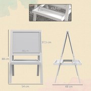 AIYAPLAY 2-v-1 Detský Easel - magnetická tabuľa a kriedová tabuľa - 2 integrované úložné zásuvky - biela | Aosom