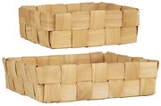 Ib Laursen Drevený košík Square Braided Chip Wood – set 2 ks