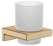 Hansgrohe AddStoris držiak pohára a kefiek vrátane poháre vo farebnom prevedení kartáčovaný bronz 41749140