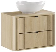 Závěsná skříňka Ovalia Cloud s deskou a umyvadlem 80 cm dub Cremona