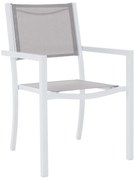 Zahradní stohovatelná židle, bílá ocel/světlešedá, DORIO