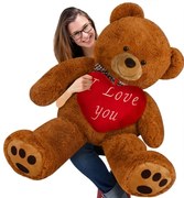 Veľký hnedý plyšový medveď 100 cm - XXL so srdcom
