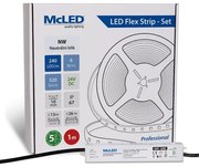McLED LED páska - sada 1 m, 240 LED/m, NW, 6 W/m, DC 24V, 520 lm/m, CRI90, IP67, 10 mm, vodič 3 m ML-126.033.90.S01001