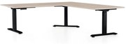 Výškovo nastaviteľný stôl OfficeTech Angle, 180 x 200 cm, čierna podnož, dub