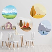 PIPPER. Textilná nálepka na stenu "Štyri ročné obdobia"