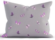 Bavlnená obliečka na vankúš Renforcé 70 × 90 cm - Motýliky tmavo sivé