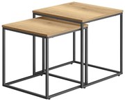 Set dvoch štvorcových konferenčných stolíkov - dubové (čierne nohy)