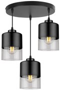 Závesné svietidlo Roma, 3x čierne/transparentné sklenené tienidlo, o