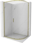 Mexen Exo, posuvný polkruhový sprchový kút 90 x 80 cm, číre sklo, zlatá, 8131-090-080-50-00