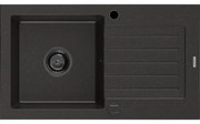 Mexen Pablo granitový jednokomorový drez s odkvapkávačom 752 x 436 mm, Čierna/Zlatá metalíza, Sifón Čierna - 6510751010-75-B