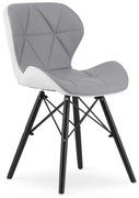 Jedálenská stolička LAGO ekokoža, sivá / biela / čierna