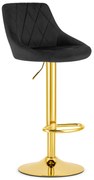 Barová stolička KAST - čierny zamat / zlatý základ