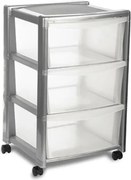 STEFANPLAST Úložný regál Libera, 3 zásuvky, strieborný