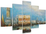 Obraz - Gondola prechádzajúca Benátkami, olejomaľba (150x105 cm)