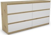 Široká komoda Carlos, dub artisan/biela, 150 cm%
