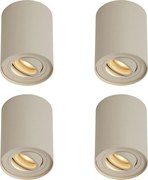 Sada 4 moderných prisadených bodových svietidiel béžových GU10 50mm otočných a naklápacích - Rondoo Up