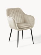 Zamatová stolička's opierkami a kovovými nohami Emilia