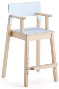Detská stolička LOVE s opierkami rúk, V 500 mm, breza, laminát - modrá