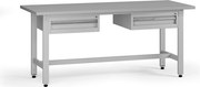 Výškovo nastaviteľný dielenský stôl G5, 1800 x 750 x 800-1000 mm, 2x kontajner, 2 zásuvky, sivá