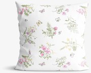 Goldea bavlnená obliečka na vankúš - farebné lúčne kvety na bielom 45 x 45 cm