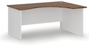 Ergonomický kancelársky písací stôl PRIMO WHITE, 160x120 cm, pravý, biela/orech