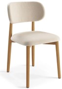 ALMO Béžová (látka Apia 453) / lakovaný dubový rám – DREVENÁ STOLIČKA DO OBÝVAČKY, JEDÁLNE A KUCHYNE V RETRO ŠTÝLE