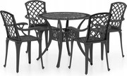 vidaXL 5-dielna sada bistro nábytku z hliníkovej zliatiny, čierna