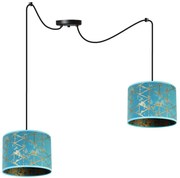 Závesné svietidlo Werona Spider, 2x modré textilné tienidlo so vzorom, (výber z 2 farieb konštrukcie), g