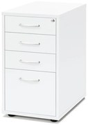 Kancelársky kontajner FLEXUS, 4 zásuvky, 720x400x600 mm, biely