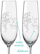 Svadobné poháre na sekt Motýliky, 2 ks