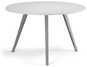 Konferenčný stôl PRIMO ZEN, priemer 120 cm, sivostrieborná podnož, biela