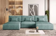 Pohodlná tyrkysová rohová sedačka Modulo U v látkovej látke