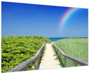 Obraz - Krajina a dúha (90x60 cm)